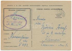 1944 Húsvéti üdvözlet. Kiadja a M. Kir. Honvéd Haditudósító Osztály Parancsnoksága. Tábori Postai Le...