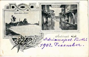 1902 Edirne, Adrianople; Art Nouveau, floral (cut)