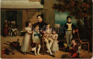 Napoleon I. und die Familie Murat / Napoleon with the Murat family, Stengel litho s: Ducis (worn corners)