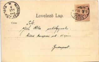 1900 Pozsony, Pressburg, Bratislava; Mária Terézia szobor és Juszti sor / monument, street view