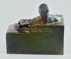 Zsolnay: Anonymus. Eozin mázas porcelánfajansz. Jelzett. Hibátlan, 1920-30 körül. 23x15x21 cm