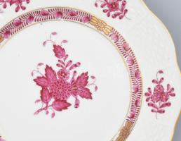 Herendi Apponyi szendvicses mintagyűjtemény tányér, 6 féle színű mintában, összesen 12 db, szép álla...