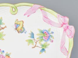 Herendi Viktória mintás szalagos tet a tet tálca, jelzett, hibátlan, 40x28 cm