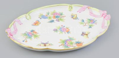 Herendi Viktória mintás szalagos tet a tet tálca, jelzett, hibátlan, 40x28 cm