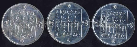 1985. 200Ft Ag 3klf db "Természetvédelem-vidra, vadmacska, mocsári teknős" T:BU