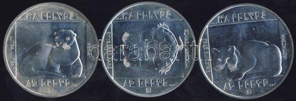 1985. 200Ft Ag 3klf db "Természetvédelem-vidra, vadmacska, mocsári teknős" T:BU