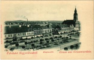 Nagyvárad, Oradea; Kis piac tér, vásár, Huzella M., Kolliner D. a László gőzhenger, Auslander S., Palkovics Imre és Berger Adolf üzlete. Pauker Dániel kiadása / market, shops