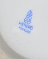 Herendi zöld virágmintás körmös kaspó, kopott, kis lepattanással, jelzett, m: 17,5 cm