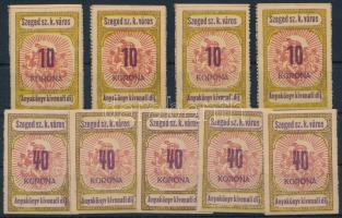 9 db Szeged városi illetékbélyeg + 13 db okmánybélyeg