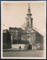 1933 Budapest, Tabán, villamos, templom, fotó, 7,5×6 cm