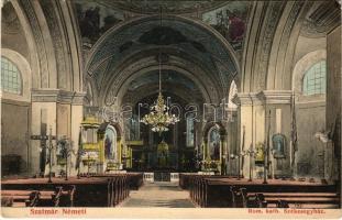 1907 Szatmárnémeti, Satu Mare; Római katolikus székesegyház. Reizer János kiadása / church interior (EK)