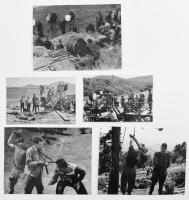 1961 Két félidő a pokolban című film forgatásán készült fotók, 5 db, 6,5×9 és 9×12 cm közötti méretekben