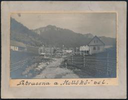 cca 1920 Sztracena a Hollókővel, Szlovákia, keményhátú fotó, feliratozva, 9,5×12,5 cm / Stratená, Slovakia