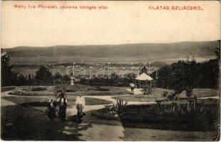 Szliács, Sliac; park. Réthy-féle Pemetefű cukorka köhögés ellen reklám / park, advertisement (EK)