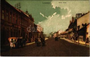 1915 Losonc, Lucenec; Gácsi utca, üzletek, bazár. Bicskei Zoltán kiadása / street view, shops, bazaar