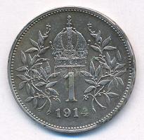 Ausztria 1914. 1K Ag "Ferenc József" T:XF patina Austria 1914. 1 Corona Ag "Franz Jos...
