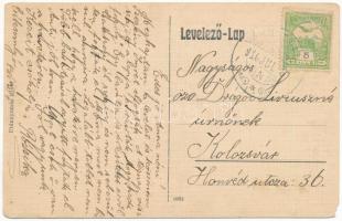 1916 Csíksomlyó, Sumuleu Ciuc; Fő utca, templom belső, Farkas R. üzlete / main street, shop, church ...