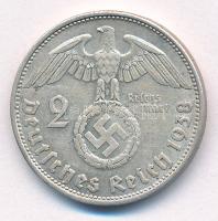 Német Harmadik Birodalom 1938B 2M Ag "Hindenburg" T:XF patina, kis ph. German Third Reich ...