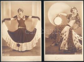 cca 1930 Carlotta, nőimitátort, 2 db fotó, 17,5×11 cm