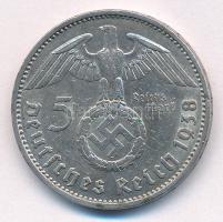 Német Harmadik Birodalom 1938A 5M Ag "Hindenburg" T:XF patina German Third Reich 1938A 5 M...