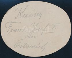 cca 1910 Ferenc József császár és király portréja, körbevágott portré, hátoldalon feliratozva, kis f...
