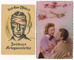 13 db RÉGI motívum képeslap vegyes minőségben: karácsonyi üdvözlet, hölgy, katonai / 13 pre-1945 mot...