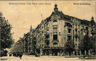 1913 Berlin, Schöneberg, Barbarossa-Strasse, Ecke Martin Luther-Strasse / street view, shops (EB)