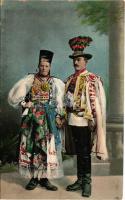 1914 Erdélyi szász népviselet / Volkstracht der Sachsen in Siebenbürgen / Transylvanian Saxon folklore (fa)