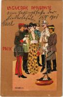 1901 La Guerre Amusante. Paix / gesa with military officers litho s: M. Raschka (Raphael Kirchner)