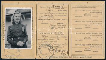 1941 Bodrogolaszi, Magyar Királyi Államvasutak fényképes munkásigazolvány munkáshetijegyek váltására