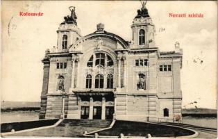 1907 Kolozsvár, Cluj; Nemzeti színház. Fuhrmann Miklós kiadása / National-Theater / theatre (EK)