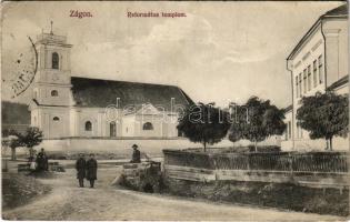 1915 Zágon, Zagon; Református templom. Szőts Albert felvételei nyomán Divald műintézet kiadása / Calvinist church (EK)