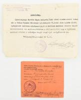 1944 Bp., Globus Nyomdai Műintézet hadiüzemi dolgozó számára kiállított 2 db igazolvány
