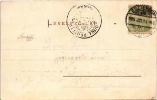 1905 Esztergom, Széchenyi tér, Posta és távirdahivatal, Szentháromság szobor, városháza. Kardos Dezs...