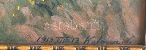 Katona Nándor (1864-1932): A fonyódi harang, 1913. Olaj, falemez, jelezve jobbra lent. Hátoldalán ha...