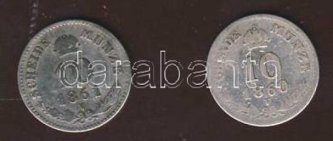 Ausztria/olasz verdejel 1860V 10Kr Ag (2x) T:3-,3/4+