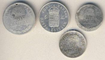 Kis magyar Ag tétel, benne 1849-1870. 6kr (1x), 10kr 2klf évszámmal, 20kr (1x) T:3,3/4 ly. Összesen ...