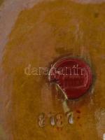 Zsolnay lila eozin mázas, figurális tálka, liba békával, békán csorba, mázhibákkal, jelzett, 1910-14...