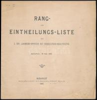 1898 Rang-entheilungs-liste der k. ung. Landwehr-Officiere mit Generalstabs Qualifications. A magyar szárazföldi hadsereg vezérkari tisztjeinek raglistája. 13p.