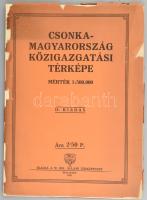 1935 Csonka-Magyarország közigazgatási térképe, 1:500.000, Bp., M. Kir. Térképészet, hajt va sérült borítóval 78x107 cm