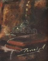 Péczely Antal (1891-1944): A műgyűjtő. Olaj, vászon, jelzett. Dekoratív, kissé sérült fakeretben, 50...