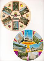 15 db MODERN kör alakú külföldi város képeslap / 15 modern European circular town-view postcards