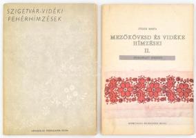 2 db hímzésminta könyv: Dr. Komlósi Aladárné: Szigetvár-vidéki fehérhímzések. + Fügedi Márta: Mezőkövesd és vidéke hímzései II. Szabadrajzú hímzések. Bp., é.n., Népművelési Propaganda Iroda. Kiadói papírkötés.