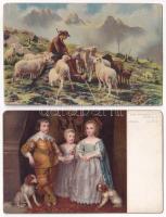 5 db RÉGI Stengel litho művész képeslap vegyes minőségben / 5 pre-1945 Stengel litho art postcards i...