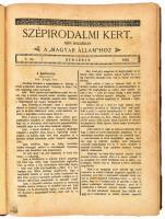 1892 Szépirodalmi kert folyóirat (Melléklet a Magyar Államhoz), teljes évfolyam korabeli félvászon kötésben