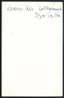 Psota Irén (1929-2016) színésznő autográf sorai az őt ábrázoló fotó hátoldalán