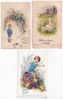 5 db régi húsvéti üdvözlő képeslap vegyes minőségben / 5 pre-1945 Easter greeting postcards in mixed quality