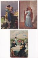 5 db régi romantikus képeslap vegyes minőségben / 5 pre-1945 romantic art postcards in mixed quality