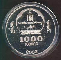 Mongólia 2003. 1000T Ag "Ázsia történelme-A kínai Nagy Fal" T:PP Tanúsítvánnyal!