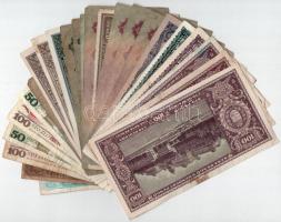 24db-os magyar és külföldi, jobbára magyar Pengő bankjegyekből álló tétel, közte 1945. 50P T:F,VG
